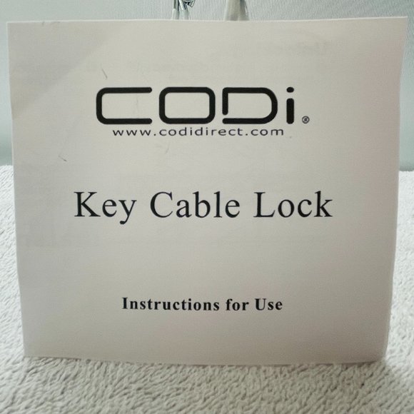 NIB CODI Key Cable Lock A02001 w/Fastener, Keys, Instructions, Steel, 6.5 Ft L - Picture 8 of 11